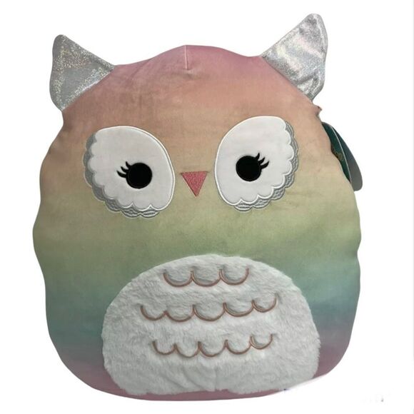 Squishmallow 16” Britta Rainbow Owl 2021 large pillow size Exclusive KellyToy - Picture 1 of 5